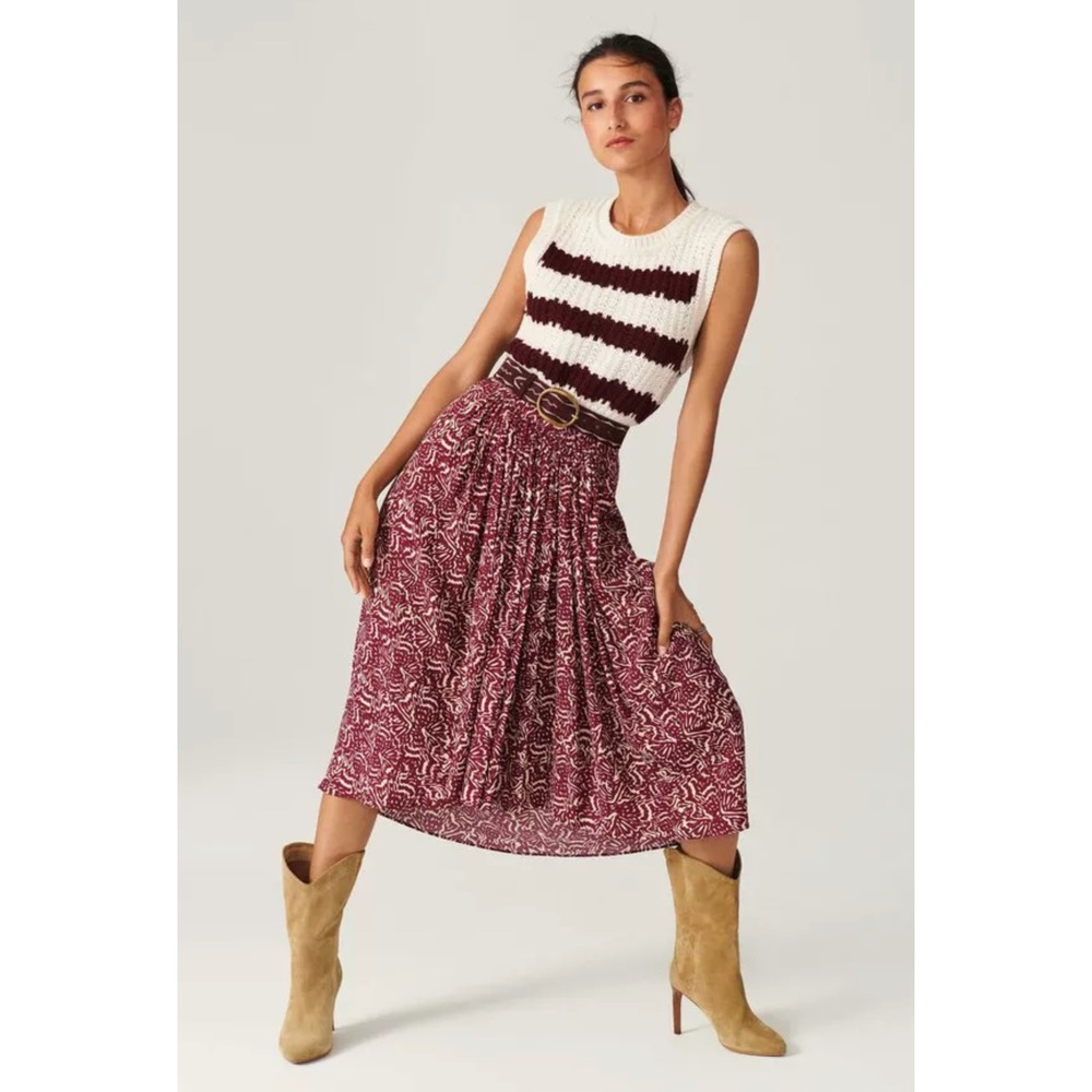 NWT ba&sh Lenny Skirt Size Small 4 Purple Printed High Low‎